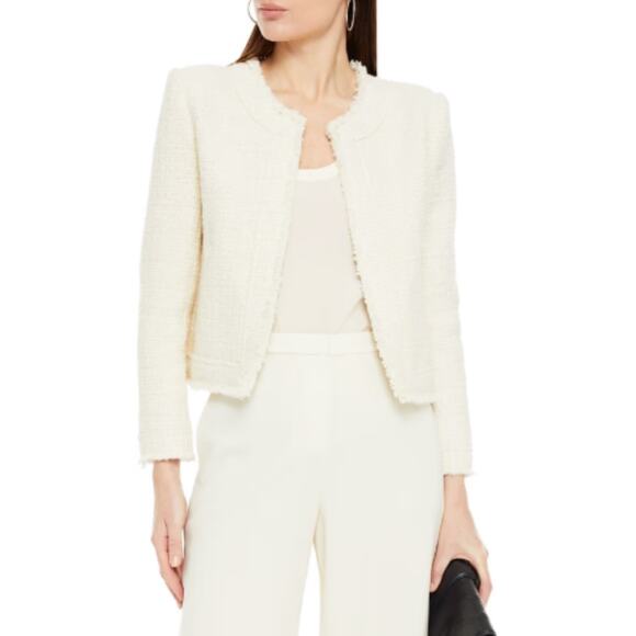 IRO Saussan Ivory Cream Metallic Cotton-blend Tweed Jacket French 36 US 4 - Picture 3 of 14